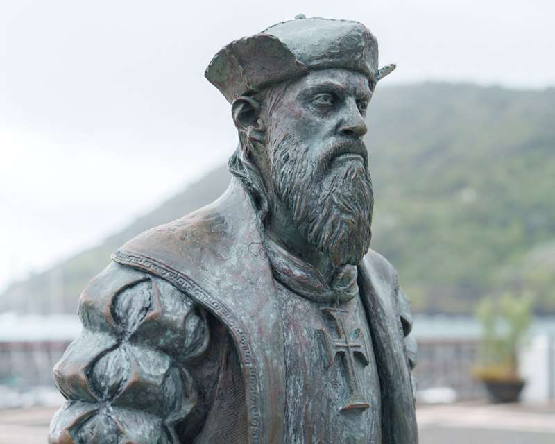 Bronze statue of Vasco da Gama on the waterfront of Angra do Heroísmo
