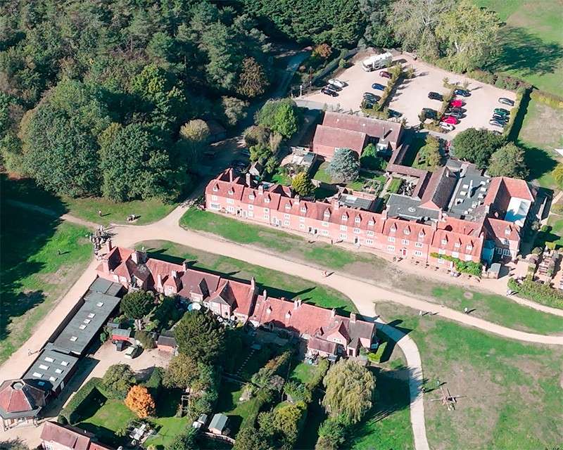 Drone view of Buckler's Hard village on the Beaulieu River