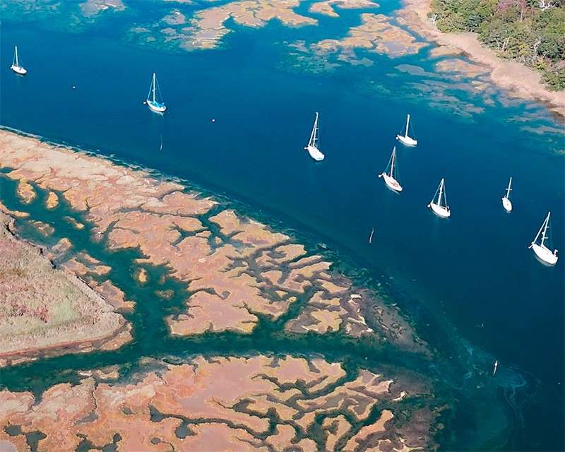 Drone view of the Beaulieu River in the New Forest