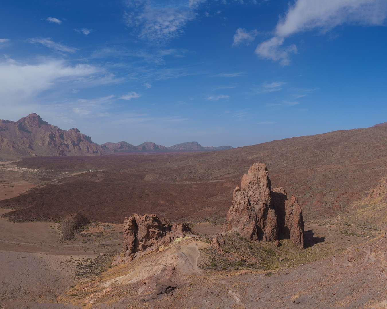 Floor of the Las Cañadas caldera with isolated rock formations under a high sky, Tenerife