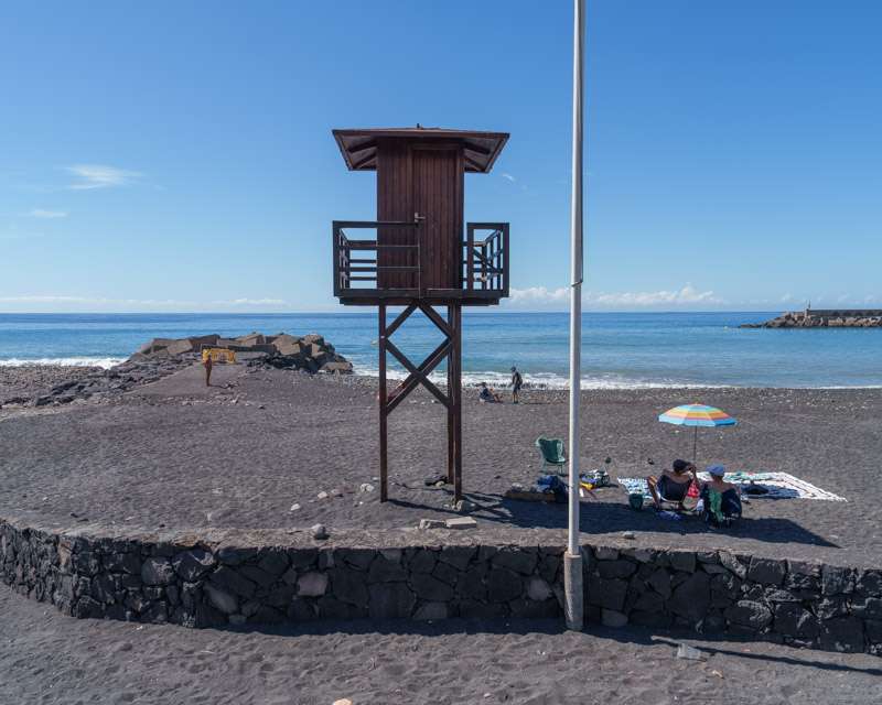 Lifeguard tower on the black sand at Puerto de Tazacorte, La Palma
